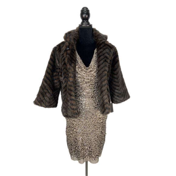 Max Studio Holiday Party Sequin Taupe Bodycon Dress - Women's Size S - Picture 2 of 5